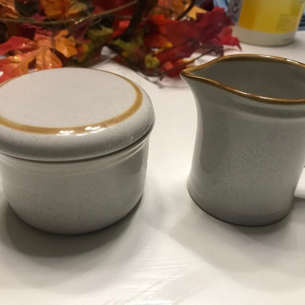 Vintage Japan Stone Ware cream and sugar set